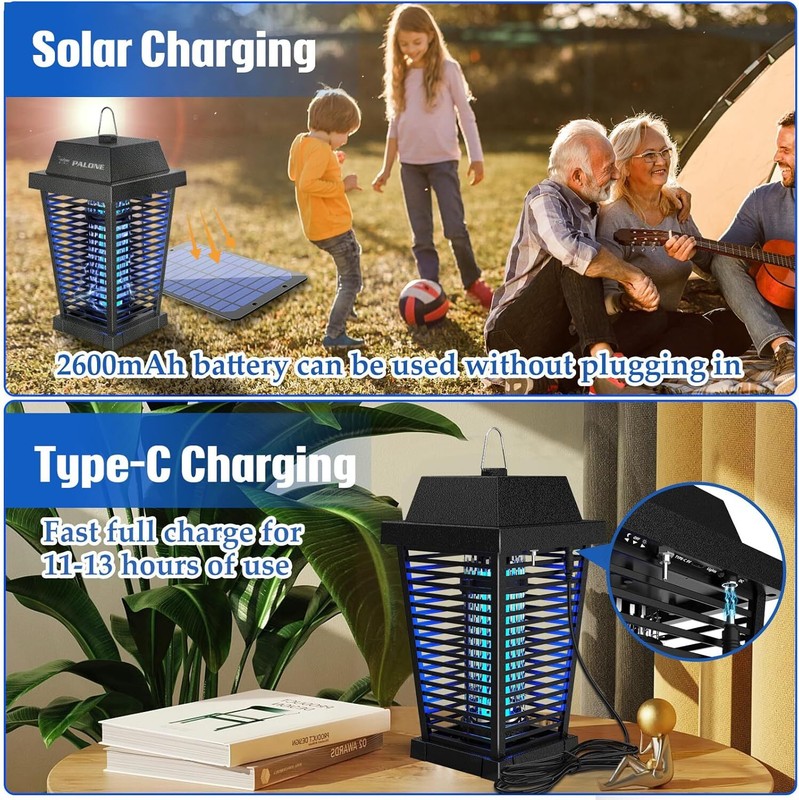 4500V Solar Bug Zapper – Outdoor/Indoor Mosquito Killer with UV Light & Type-C gallery