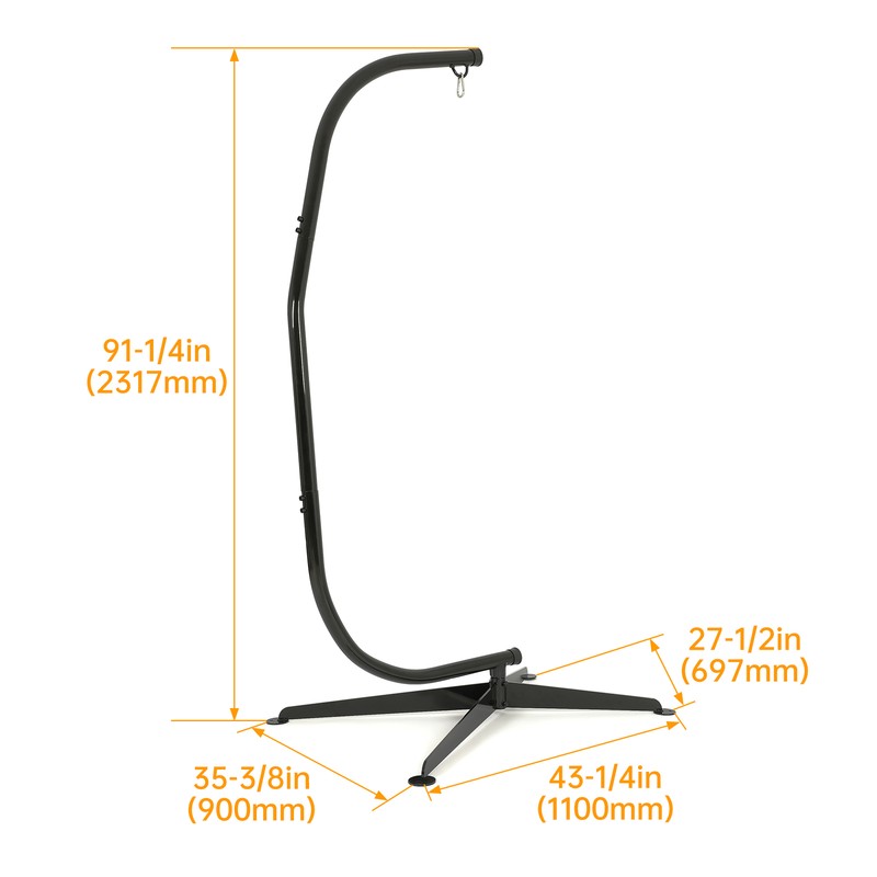 Black Steel Solid Frame Stand Hammock C Stand For Porch Swing Hammock Chair gallery