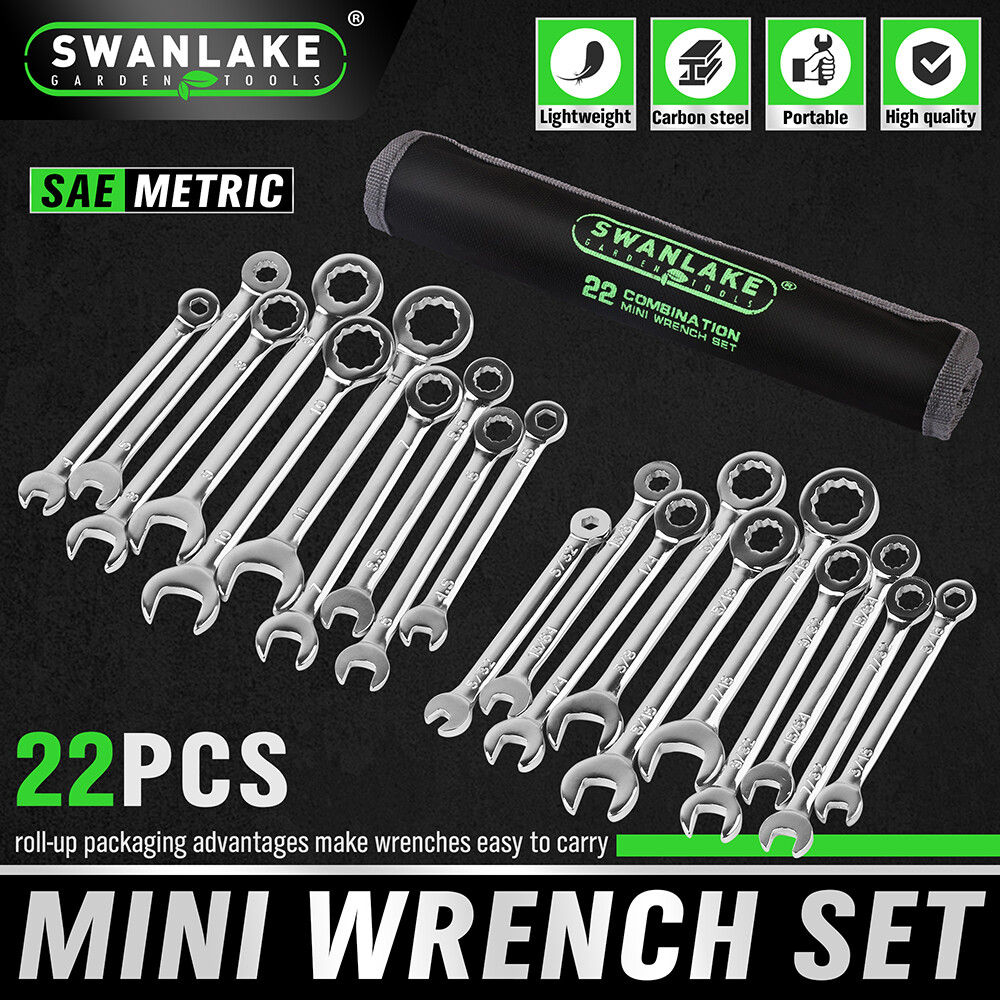 22PCS Combination Wrench Set Ignition Spanner Steel Tools Metric SAE Mini Small gallery