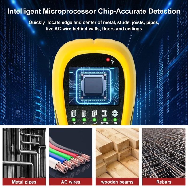 Multi-Surface Stud Detector | 5-in-1 Wall Scanner with HD LCD & Precision | L... gallery
