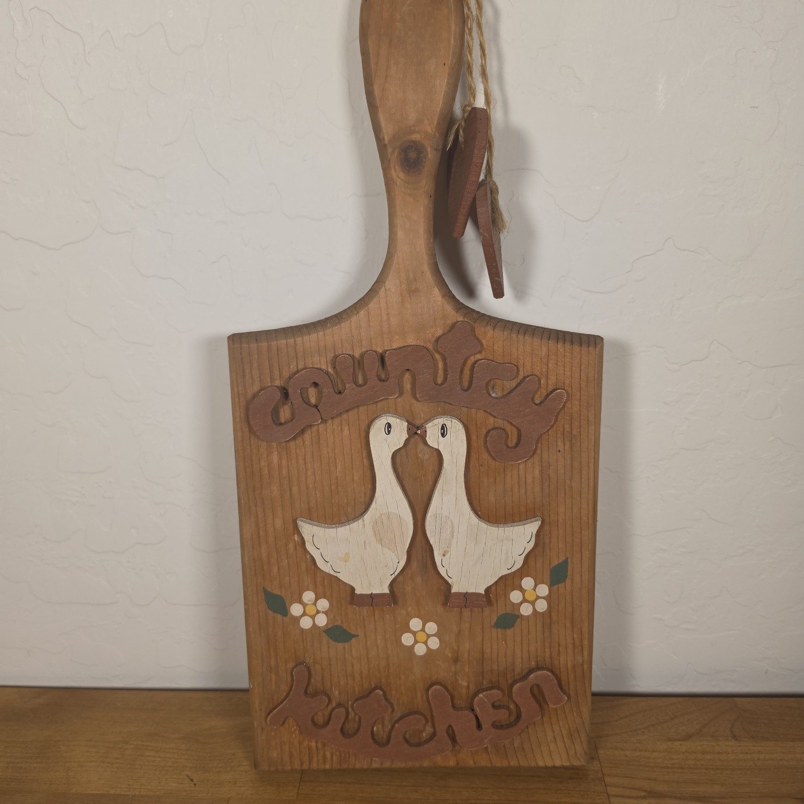 Vtg Rustic Country Goose/duck Heart Decor Cutting Board Wall Hanging Farmhouse gallery