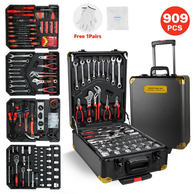 909 PCS Mechanics Tool Set Wrench Socket kit Ratchet Metric Set With Box gallery