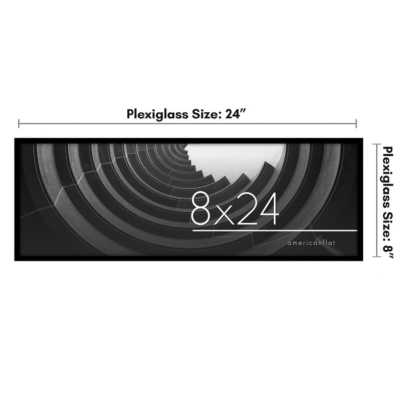 Panoramic Picture Frame 8x24, Thin Border, Wall Mounted, Black gallery