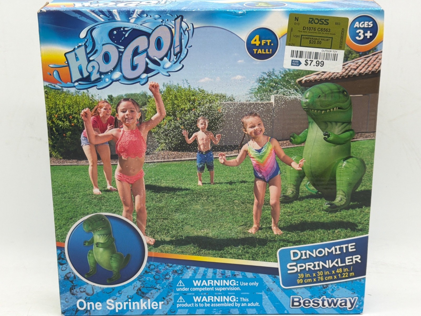 H2OGO! 4Ft Tall T-Rex Dinosaur Inflatable Backyard Sprinkler For Kids Ages 3+ By gallery