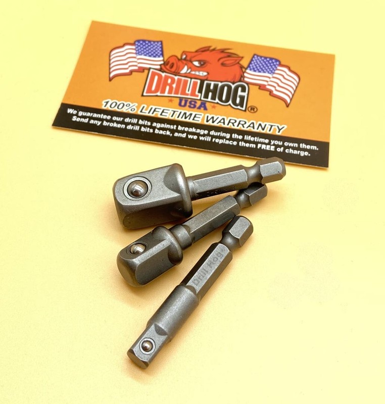 Drill Hog® 1/4", 3/8", 1/2" Socket Adapters Impact Hex Driver Lifetime Warranty gallery