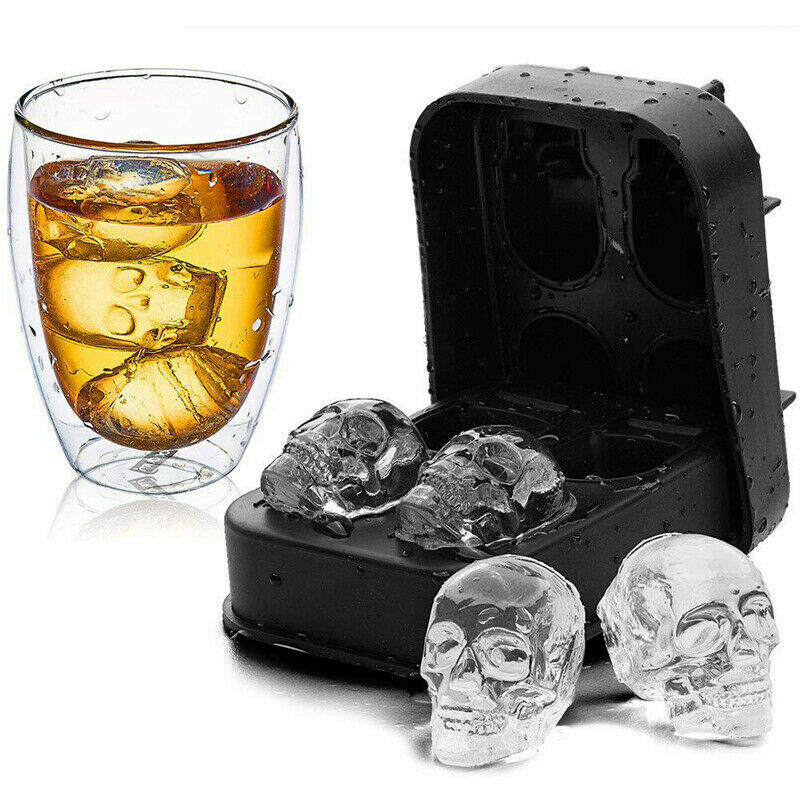 Silicone 3D Skull ICE Cube Tray Maker Round Ball Sphere Mold Whiskey Cocktails gallery