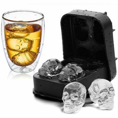 Silicone 3D Skull ICE Cube Tray Maker Round Ball Sphere Mold Whiskey Cocktails