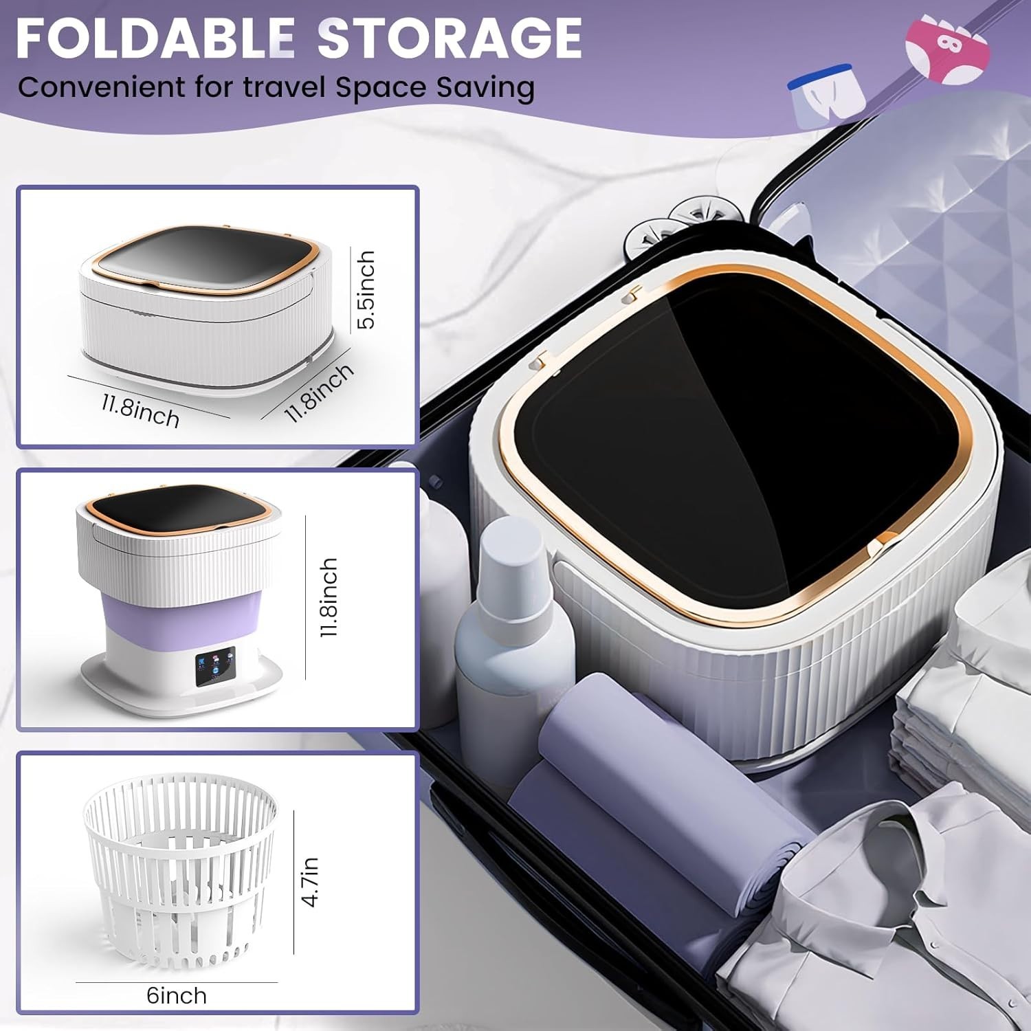 Portable Washing Machine,Upgraded 11.5L Large Capacity Mini Washing Machine Mini gallery