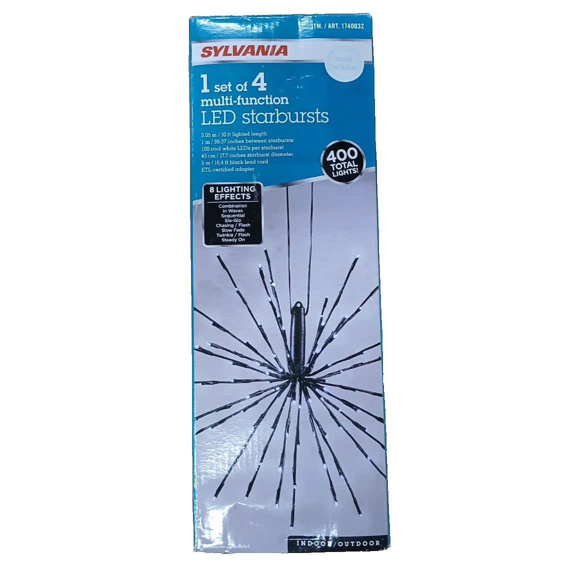 Sylvania 100 LED Starburst Light Set of 4 Cool White 8 Modes Outdoor Holiday gallery