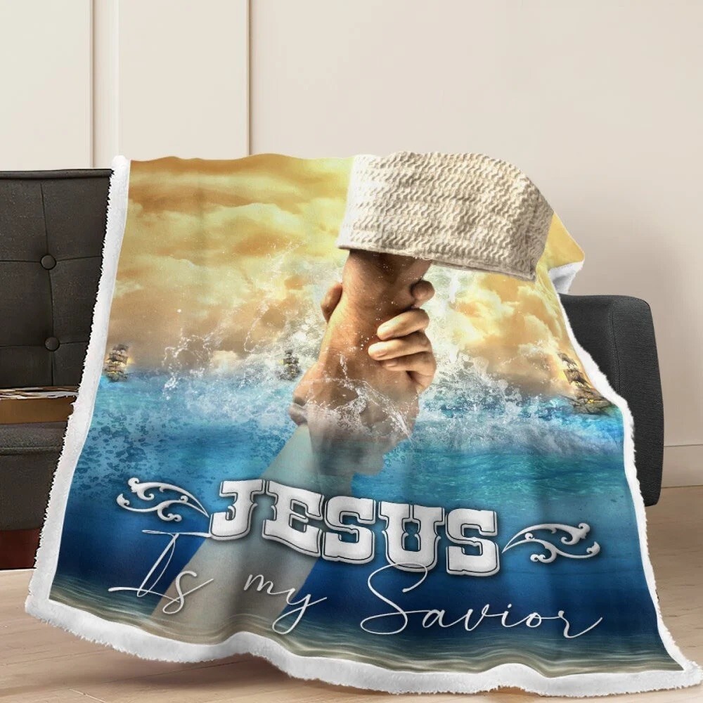 Jesus My Savior Blanket | 3D Christian Fleece Sherpa Throw – Religious Gift gallery