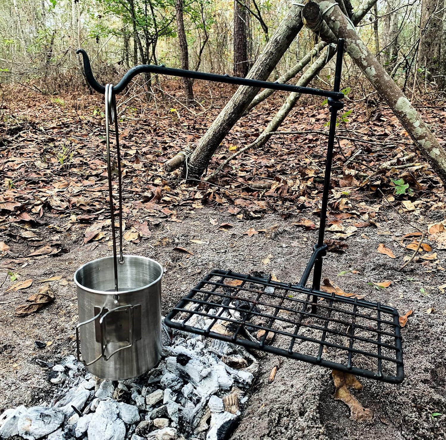 BattlBox Bushcraft Swivel Cooking Grill Grate Set w/ Waxed Canvas Carrying Case gallery