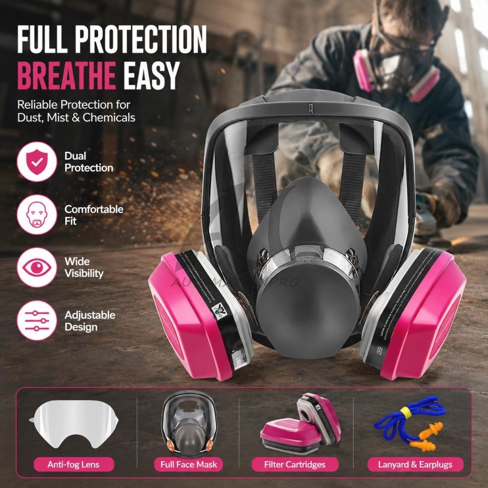 Reusable Full Face Respirator Gas Mask with 60921 Activated Carbon Filter 6800 gallery