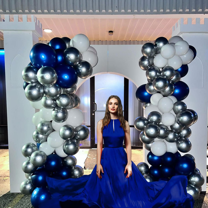 Chrome Blue Double-Stuffed Balloons Different Sizes 52 PACK 18+10+5 Inch Metalli gallery