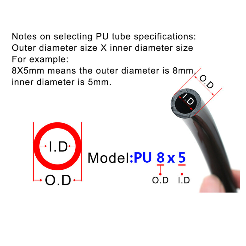 Pneumatic PU Pipe Tube Hose Polyurethane Flexible Tubing Air Chemical Fuel Oil gallery