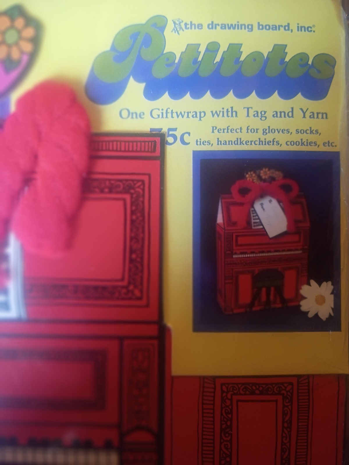 The Drawing Board Petitotes Piano Music Giftwrap Red Small w/ Tag & Yarn 1 gallery