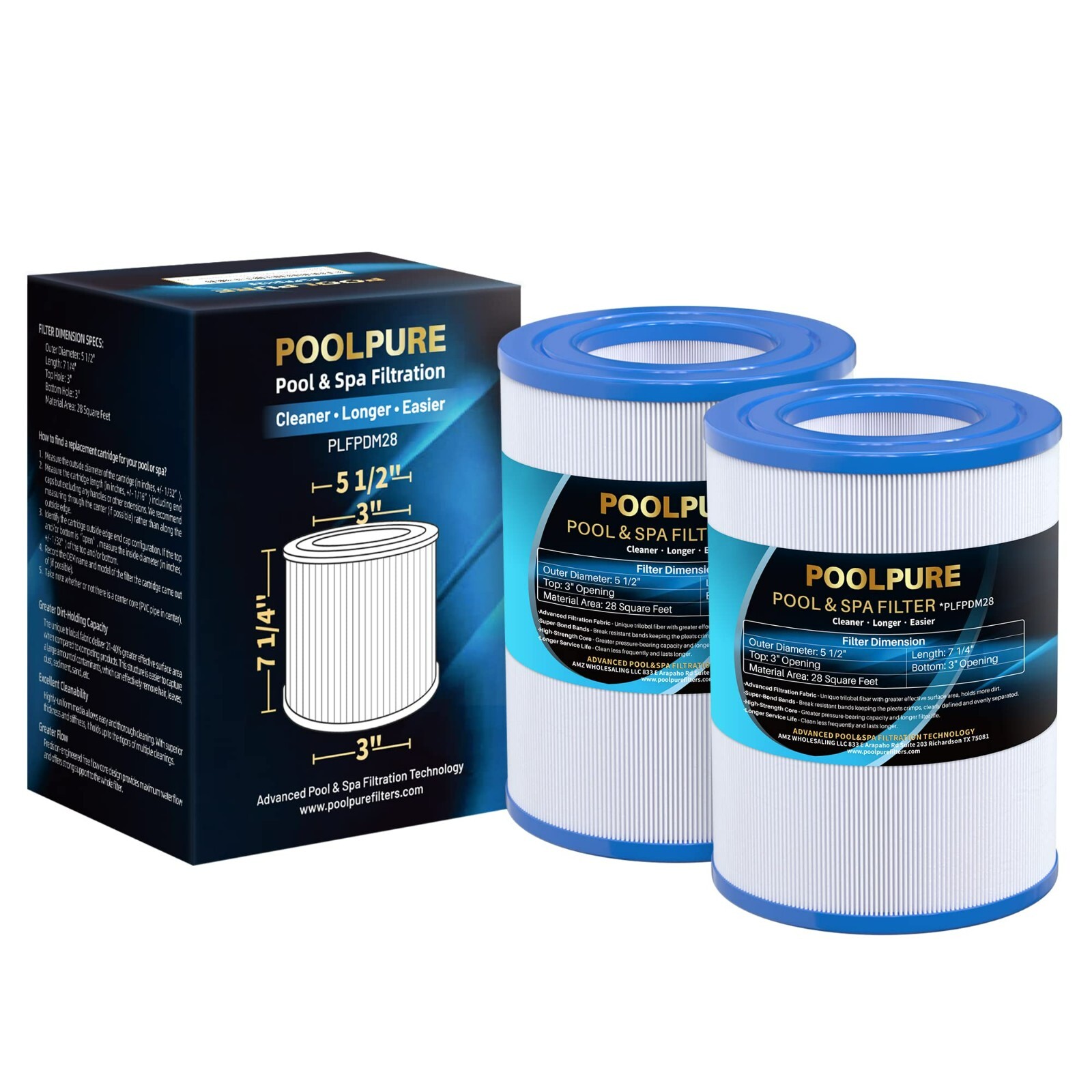 POOLPURE PDM28 Spa Filter Replaces Aquarest Dream Maker 461273 Hot Tub Filter, 2 gallery