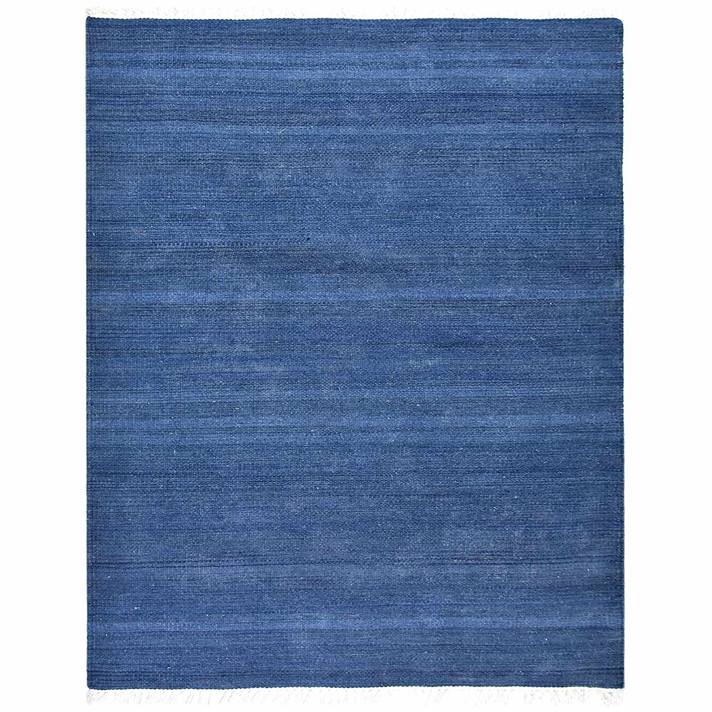 Hand Woven Flat Weave Kilim Wool Area Rug Solid Blue BBH Homes BBD00111 gallery
