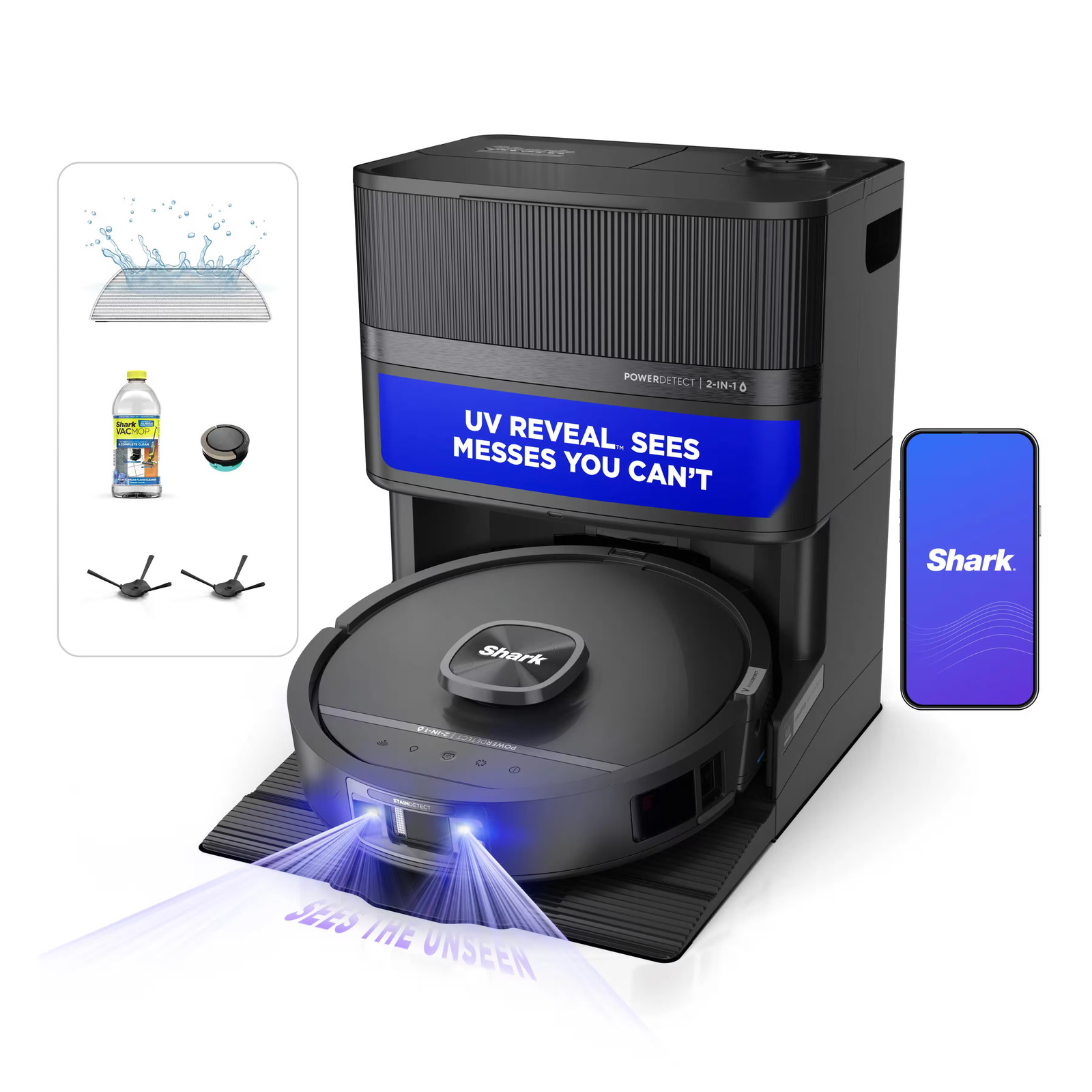 Shark - PowerDetect UV Reveal 2-In-1 Vac & Mop - Black gallery