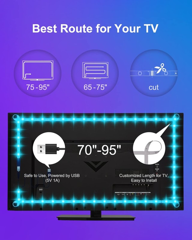 Color Changing Bluetooth LED Lights for TV, Smart App Control with 20ft Strip... gallery