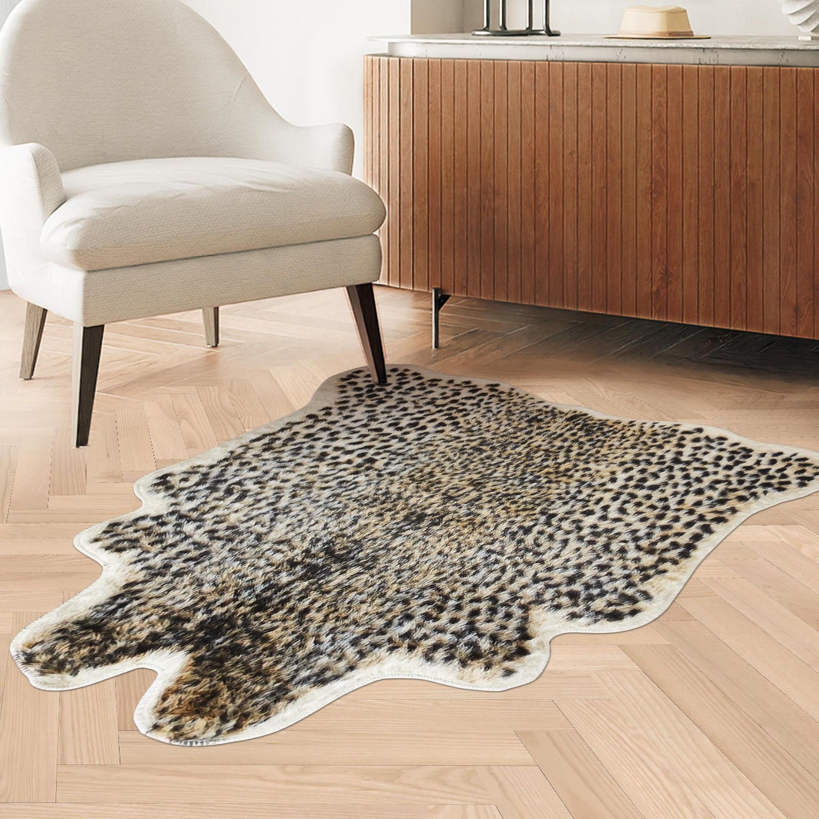 Cheetah Print Rug Leopard Carpet: Small Faux Cowhide Skin Fur Area Rug Animal Pr gallery