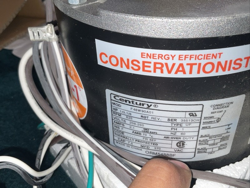 Century ORM5488BF Condenser Fan Motor 825 RPM 1/8 to 1/3 HP gallery