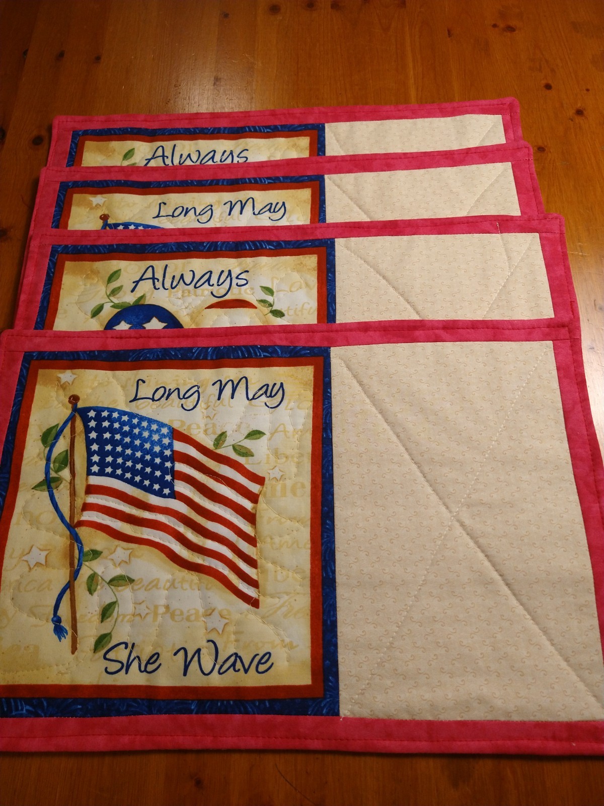 USA 250th July 4th, Handmade Quilted Placemats set of 4, 17 x 11 inches, gallery
