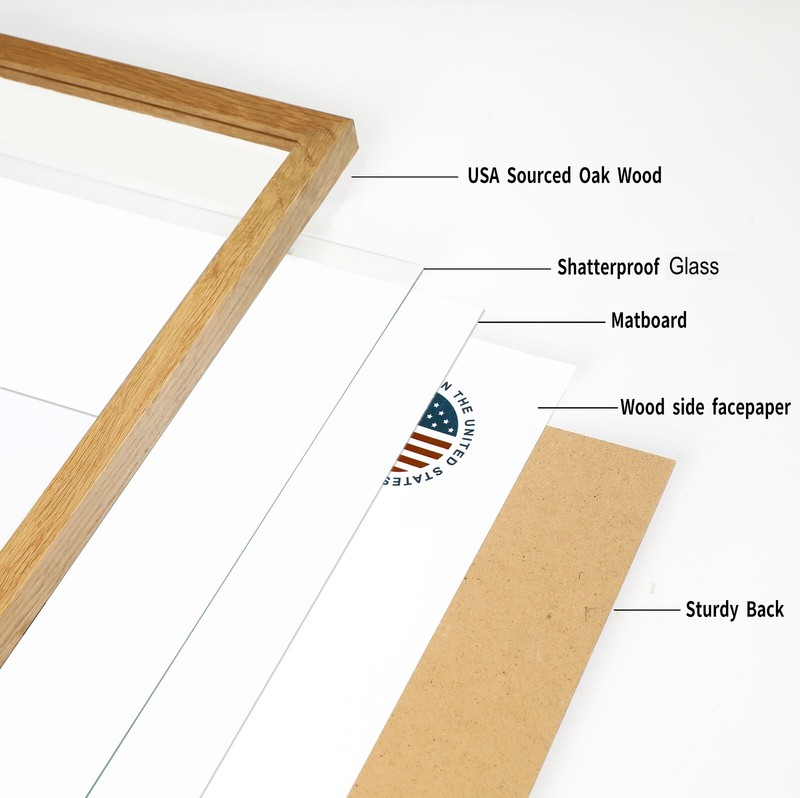 Oak Wood Picture Frames - Natural Solid Wood Glass Photo Frames Wall Tabletop gallery