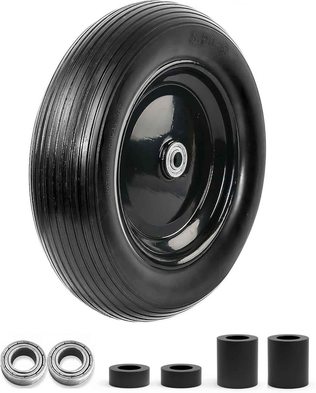 Solid Polyurethane 13 Inch Wheelbarrow Tire 4.00-6 - Flat Free for Tough Terrain gallery