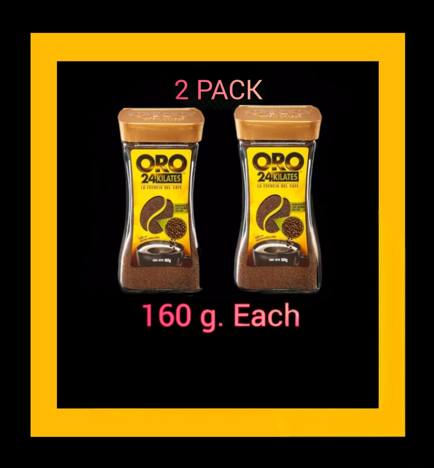 2X Oro 24 Kilates Café Microesferas Instant Coffee w/Microspheres 160g each gallery