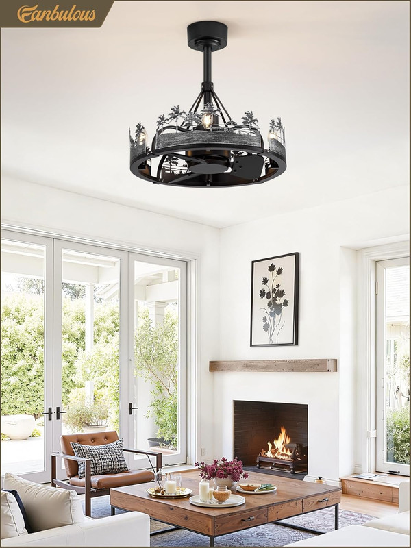 Rustic 20" Ceiling Fan with Light & Remote, Bear & Deer Design for Home gallery