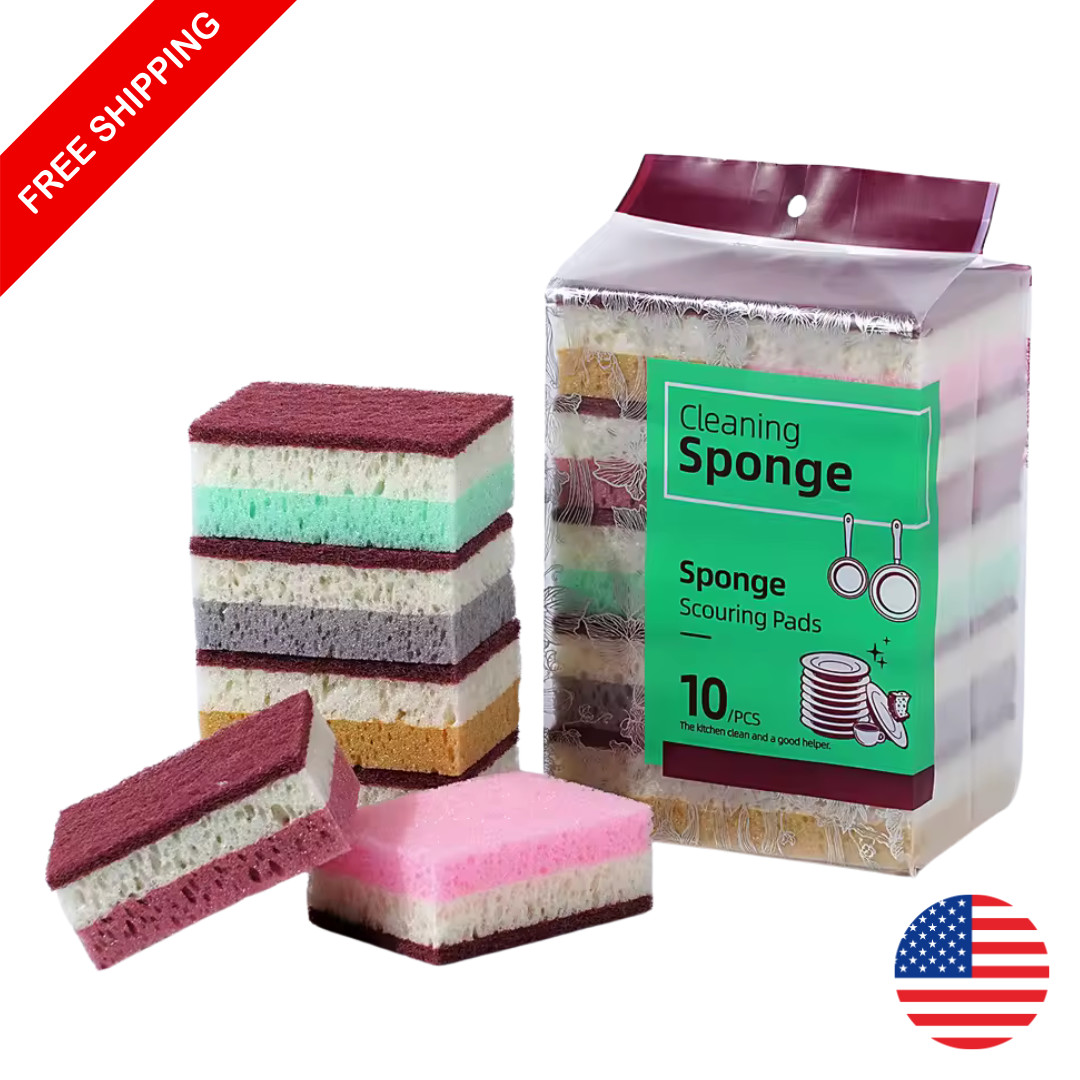 10pcs High Density Sponge Dishwashing Cloth Kitchen Cleaning Non-Greasy gallery