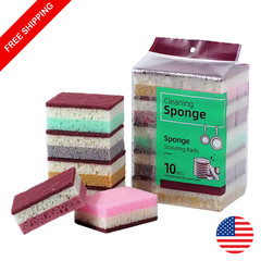 10pcs High Density Sponge Dishwashing Cloth Kitchen Cleaning Non-Greasy