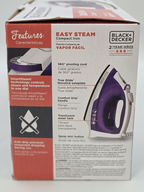 BLACK+DECKER Easy Steam Compact Iron Automatic Shutoff, Nonstick, Spray NEW gallery