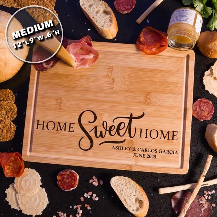 Custom Personalized Engraved Bamboo Cutting Charcuterie Board Home Housewarming gallery