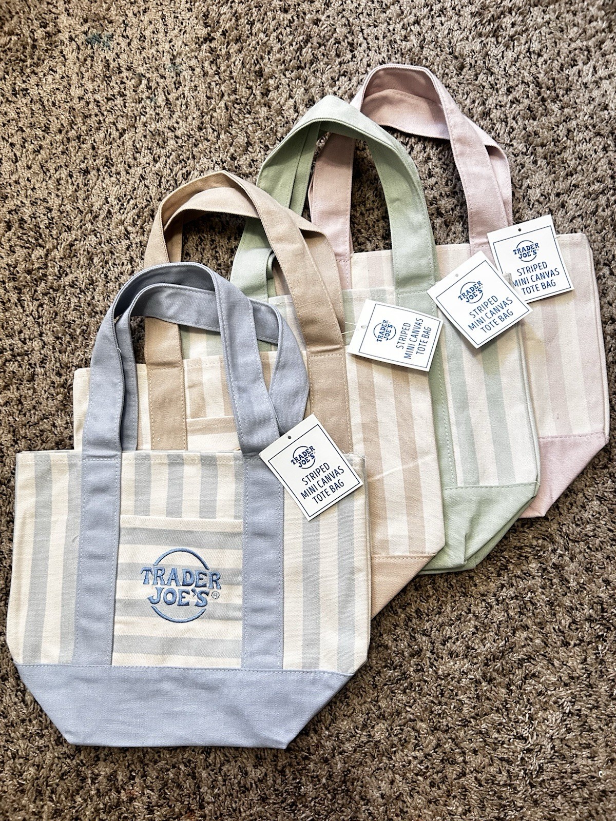 Trader Joe’s Mini Pastel Stripe Canvas Tote Set Of 4 Summer 2026 gallery