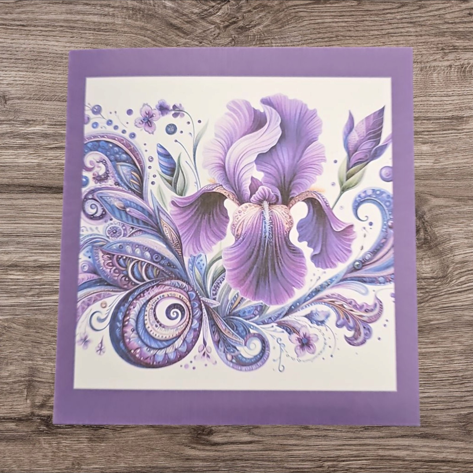 5x5 Inches Iris Flower Blank Inside Greeting Card Friend HM gallery