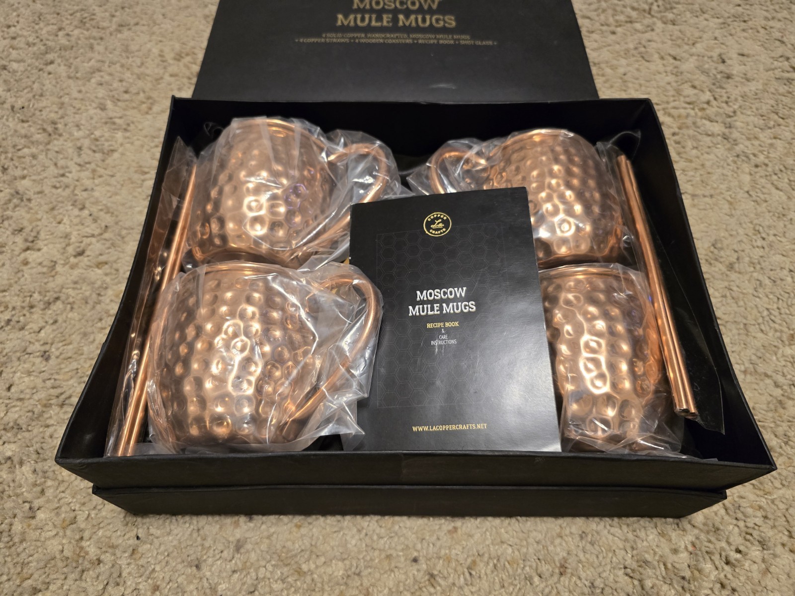 4 Pack Pure Copper Moscow Mule Mugs, Each Hammered Mug Holds 18 Ounces gallery