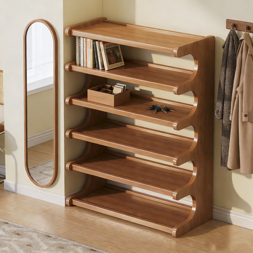 Bamboo Shoe Rack Compact Shoe Organizer Shoe Shelving Unit Space-Saving Entryway gallery