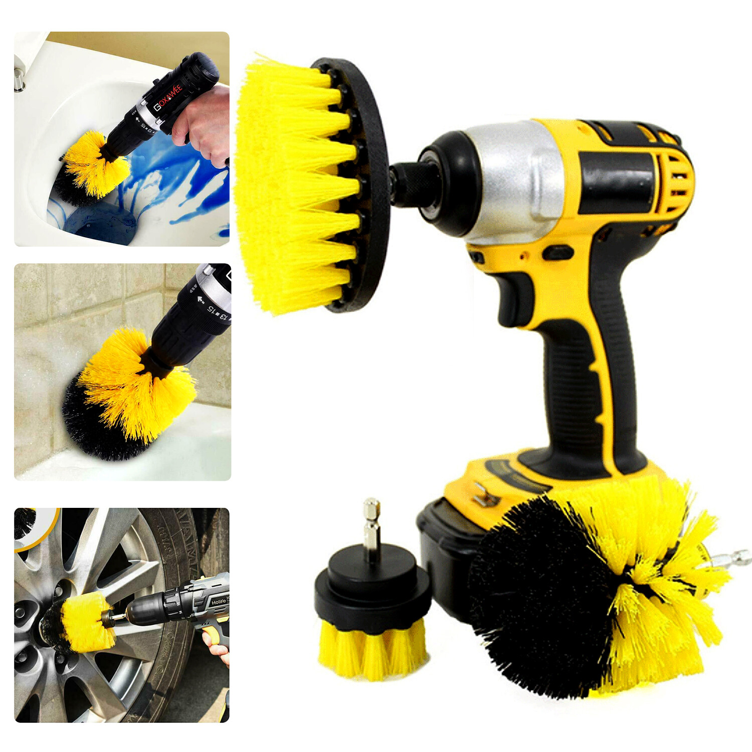3 PCS Drill Brushes Set Tile Grout Power Scrubber Cleaner Spin Tub Shower Wall gallery