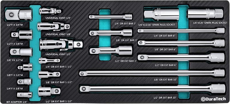 DURATECH Socket Accessory Kit/Drive Tool Accessory Set w/EVA Foam Tool Organize gallery