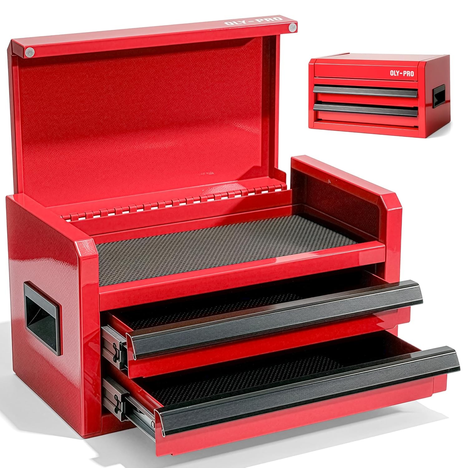Mini Steel Toolbox with 2 Drawers and Top Storage Durable Construction gallery
