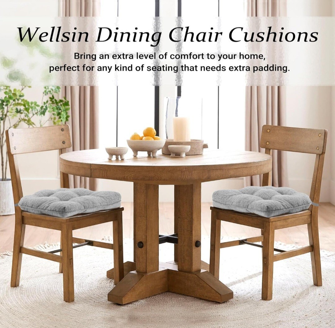 Chair Cushions for Dining Chairs 15.5" X 15.5" Kitchen Chair 2 Pack Gray gallery