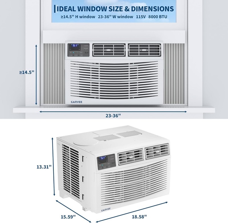 8000 BTU Window Air Conditioner, Cools Up to 350 Sq.ft NO WIFI Window AC 24H Tim gallery
