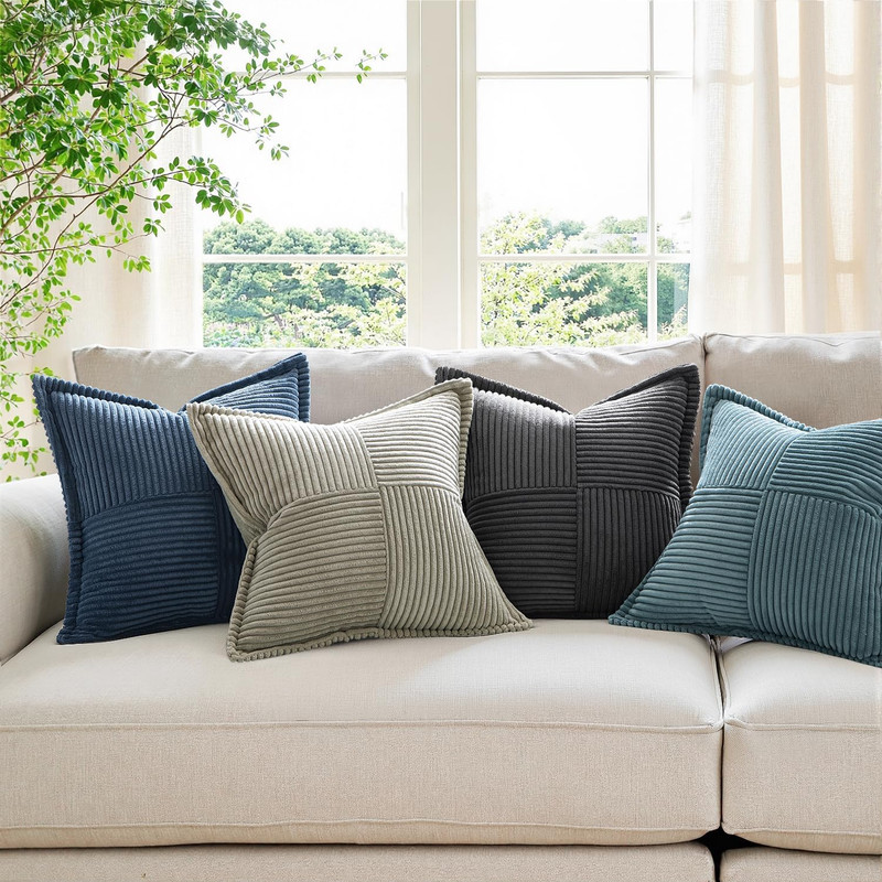 Decorative Throw Pillow Covers for Couch Bed Livingroom 20x20 Inch Set of 2 Blue gallery