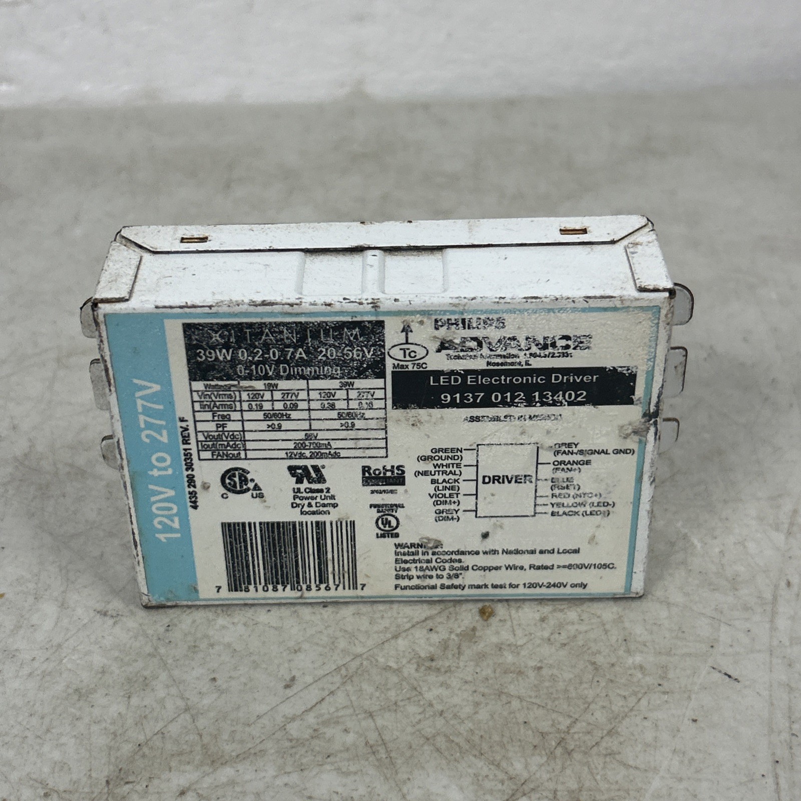 Philips Advance 9137-012-13402 LED Driver Xitanium 39W 0-10v Dimming 120-277V gallery