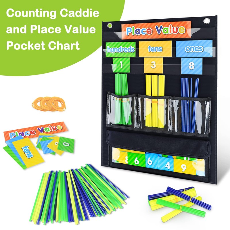 Counting Caddy Place Value Pocket Chart Classroom Homeschool Black 1 PCS gallery