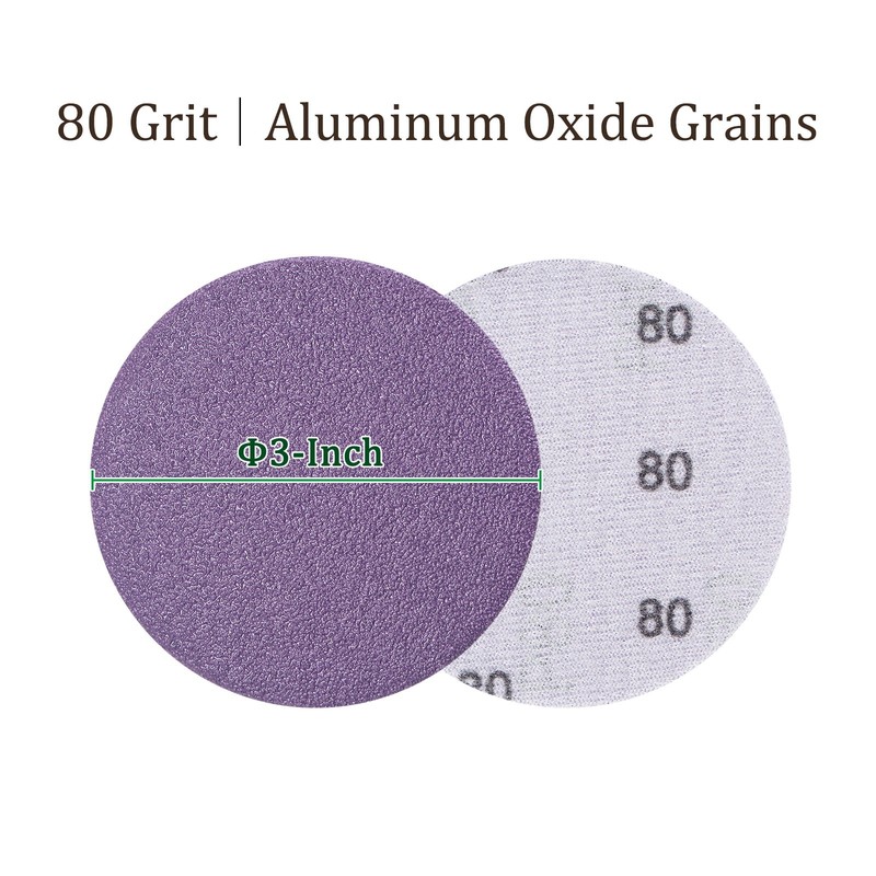30pcs Sanding Discs Hook & Loop Backing 3 Inch x 80 Grits Purple Sandpapers gallery