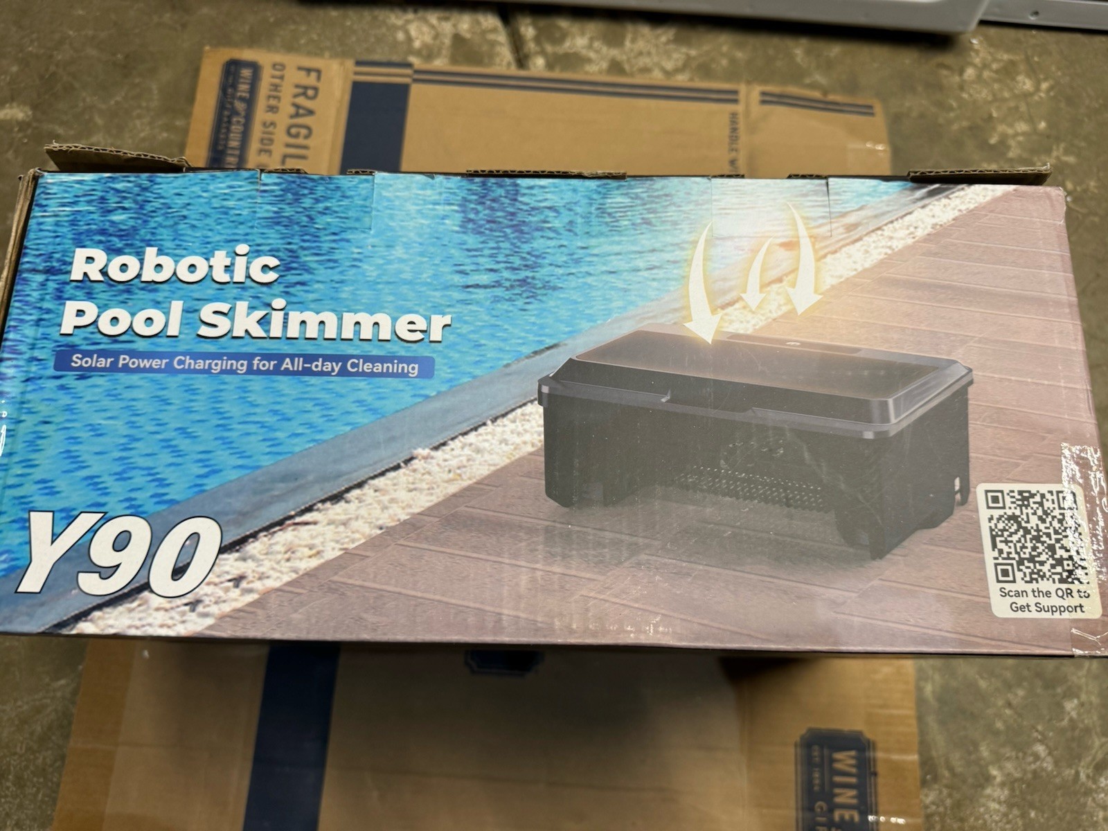 Robotic Pool Skimmer Y90 Solar Powered, Cordless Surface Cleaner w/ Remote Y90 gallery
