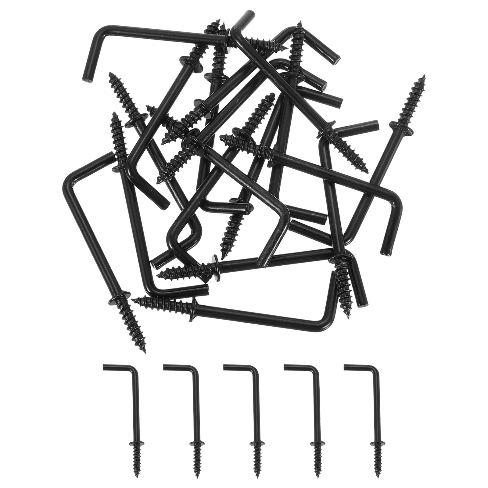 50Pcs L Shape Hooks 1-1/2 Inch Right Angle Screw Hooks for Hanging Black gallery