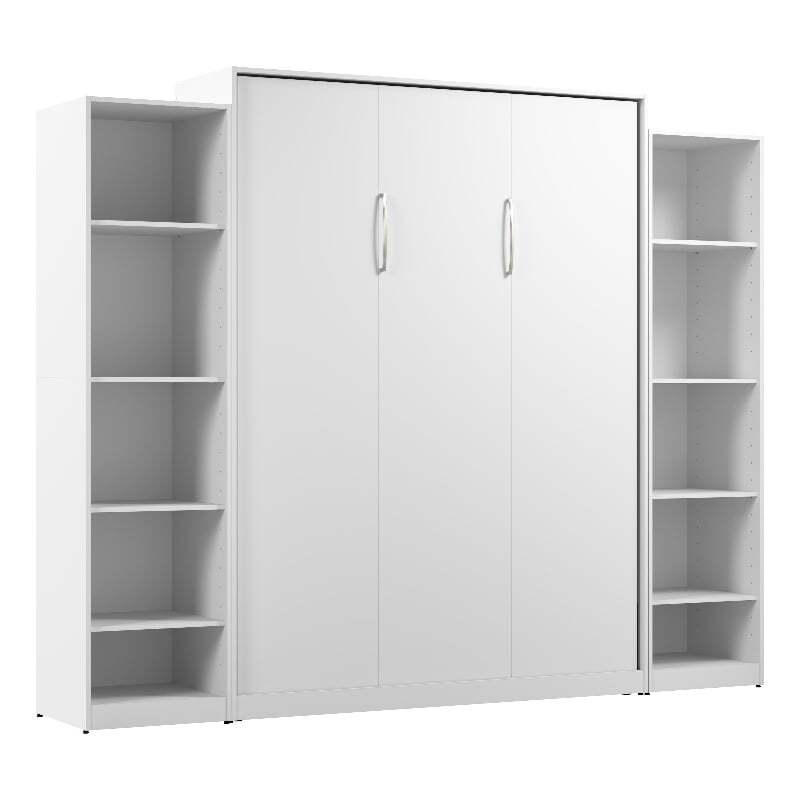 Pemberly Row Wood Queen Murphy Bed with Closet Organizers in White gallery
